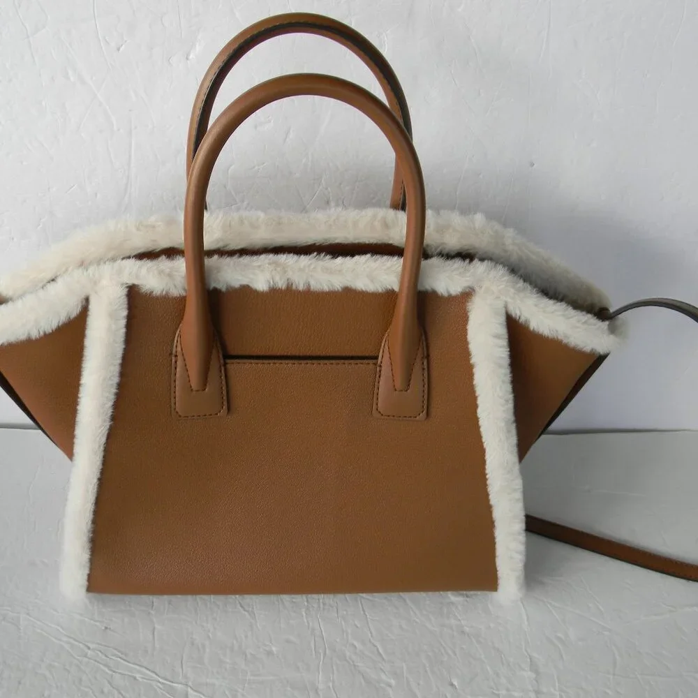 NWT MICHAEL KORS AVRIL LARGE LUGGAGE/SHERPA LEATHER SATCHEL CROSSBODY BAG - Picture 7 of 9